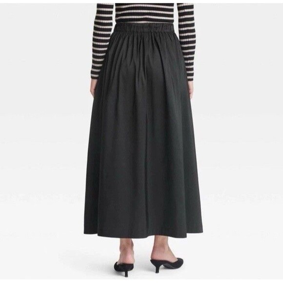 Women's A Line Pleated Voluminous Maxi Skirt - A New Day Black XL - Picture 3 of 9